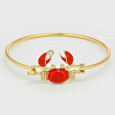 Red Gold Crab Shaped Charm Hook Style Fashion Bracelet Metal Pendant Jewelry