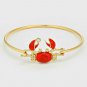 Red Gold Crab Shaped Charm Hook Style Fashion Bracelet Metal Pendant Jewelry