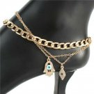 Gold Hamsa Eye Rhinestone Crystal Pendant Anklet Chain Style Bling Cute Anklet