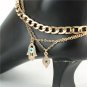 Gold Hamsa Eye Rhinestone Crystal Pendant Anklet Chain Style Bling Cute Anklet