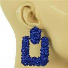 Cute Blue Modern Abstract Geometric Rectangle Design Metal Post Dangle Earrings