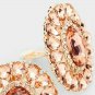 Peach Marquise Crystal Oval Clip On Earrings Design Fashion Jewelry Womens 1.6"
