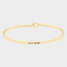 Gold Black CAT MOM Hook Style Fashion Statement Bracelet Worded Metal Jewelry