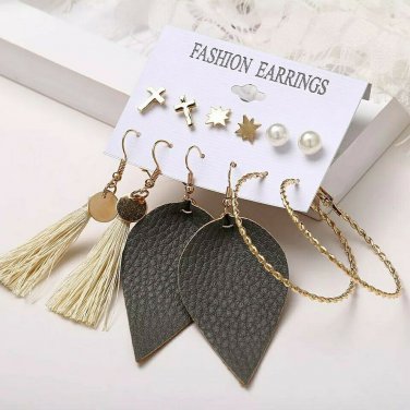Mixed Styles Gold Pearl Studs Cross Star Fashion Trendy Modern Hoop Earrings