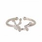 AQUARIUS Sterling Silver Dipped CZ Crystal Ring Zodiac Style Finger Jewelry