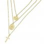 Gold MultiLayered Coin Cross Necklace Pendant Statement Chain Jewelry Trendy