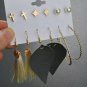 Gold Six Pairs of Hoop and Stud Style Fashion Jewelry Stud Earrings Set Trendy