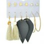 Gold Six Pairs of Hoop and Stud Style Fashion Jewelry Stud Earrings Set Trendy