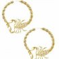 Gold Scorpion Shaped Fun Fashion Trend Modern Style Big Scorpio Hoop Earrings