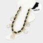 Black Leather Gold Crystal Flower Pendant Anklet Chain Style Bling Cute Anklet