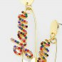Colorful GLAM Rhinestone Safety Pin Fun Fashion Stylish Trendy Modern Earrings