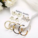 Mixed Styles Gold Tortoise Shell Fashion Trendy Modern Rhinestone Hoop Earrings