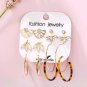 Mixed Styles Gold Tortoise Shell Fashion Trendy Modern Rhinestone Hoop Earrings