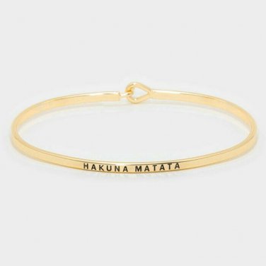 Gold Black HAKUNA MATATA Hook Style Fashion Bracelet Metal Jewelry Lion King