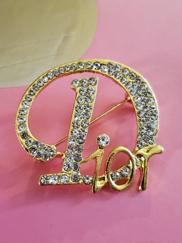 Gold D Brooch Pin Fashion Accessory