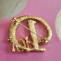 Gold D Brooch Pin Fashion Accessory