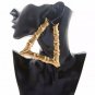 Gold Bamboo Textured Cute DoorKnocker 3 Inch Triangle Trapezoid Hoop Earrings