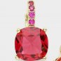 Red Crystal Gold Square Style Cute Trendy Fashion Jewelry Huggie Dangle Earrings