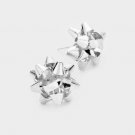 Silver Metal Christmas Gift Bow Ribbon Pendant Fashion Jewelry Stud Earrings
