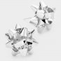 Silver Metal Christmas Gift Bow Ribbon Pendant Fashion Jewelry Stud Earrings