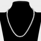 Silver Crystal Tennis Necklace 18" Chain Statement Rhinestone Sexy Bling Fashion