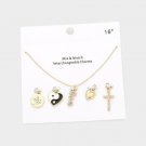 Gold Interchangeable Heart Yin Yang Necklace Pendant Chain Jewelry Trendy Style