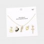 Gold Interchangeable Heart Yin Yang Necklace Pendant Chain Jewelry Trendy Style