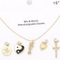 Gold Interchangeable Heart Yin Yang Necklace Pendant Chain Jewelry Trendy Style