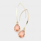 Peach Gold Colorful Crystal Teardrop Stone Fashion Style Trendy Dangle Earrings