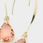 Peach Gold Colorful Crystal Teardrop Stone Fashion Style Trendy Dangle Earrings