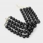 Black Pearl Choker Style Strand Statement Chain Necklace Fashion Jewelry Set