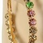 MultiColored Crystal Gold Hoop Earrings 2.5" Design Bling Fashion Jewelry Womens