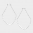 Silver 3.3" 14K Filled Metal Simple Casual Chic Irregular Oval Hoop Earrings