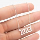 Silver 1983 Year Old English Birthday Necklace Pendant Statement Chain Jewelry