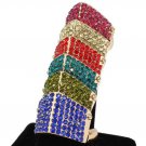 Big Colorful Rhinestone Gold Crystal Ring Armor Style Finger Fashion Jewelry