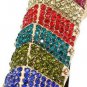 Big Colorful Rhinestone Gold Crystal Ring Armor Style Finger Fashion Jewelry