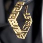 Gold Square Shape Greek Key 2 Inch Patterned Metal Trend Modern Hoop Earrings