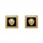 Black and Gold Square Charm Lion Head Pendant Fashion Jewelry Cute Stud Earrings