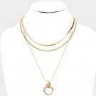 Layered Gold Necklace Tied Love Knot Pendant Statement Chain Fashion Jewelry