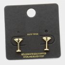 Gold Martini Cocktail Stud Earrings Glass Metal Statement Jewelry Accessories