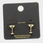 Gold Martini Cocktail Stud Earrings Glass Metal Statement Jewelry Accessories