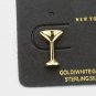 Gold Martini Cocktail Stud Earrings Glass Metal Statement Jewelry Accessories