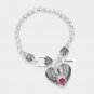 Silver & Pink OCTOBER Birthstone Charm Bracelet Fashion Statement Accessories