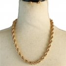 Gold Twisted Rope 19 In Chunky Link Necklace Chain Metal Fashion Jewelry Stylish