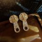 Gold Geometric Chic Crystal Dangle Zipper Earrings