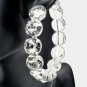 Silver Crystal 3" Bold Fun Fashion Stylish Trendy Bling Geometric Hoop Earrings