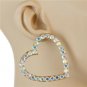 Gold Rhinestone Heart Shape Fun Fashion 2 Inch Modern Stud Crystal Hoop Earrings