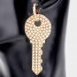 Gold Cream Pearl Key Shaped Bling Dangle Earrings Cute Statement Fashion Jewelry