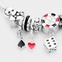 Silver Multi Charm Dice Card Beaded Jewelry Bracelet Fashion Statement Accessory