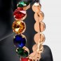 Colorful Crystal 3" Bold Fun Fashion Stylish Trend Bling Geometric Hoop Earrings